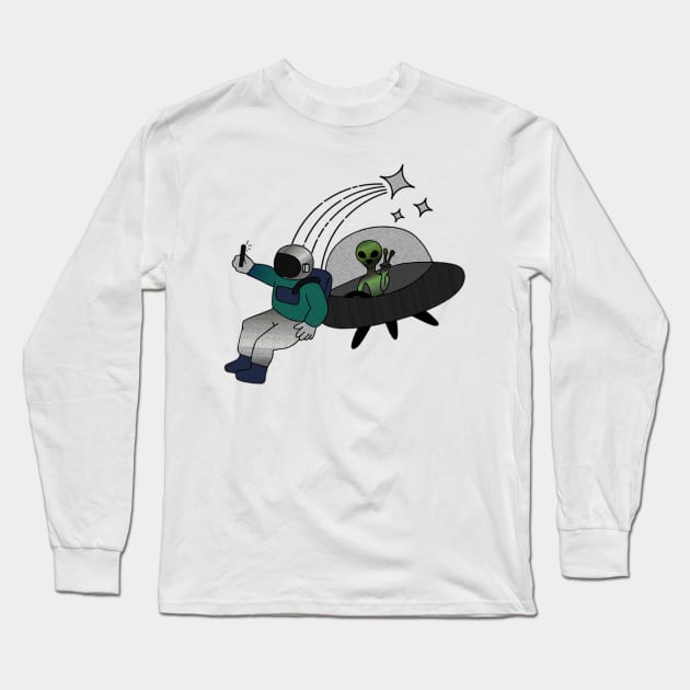 Selfies in Space Long Sleeve T-Shirt by xxtinastudio